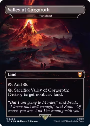 Valley of Gorgoroth - Wasteland (Borderless) (Surge Foil) (406), Commander: The Lord of the Rings: Tales of Middle-earth — Magic card price