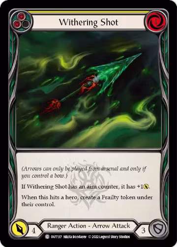 Withering Shot (Yellow) (OUT137), Outsiders — Flesh & Blood card price
