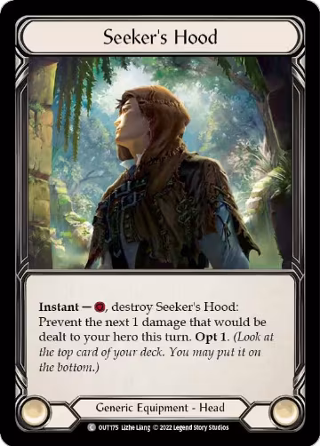 Seeker's Hood (OUT175), Outsiders — Flesh & Blood card price