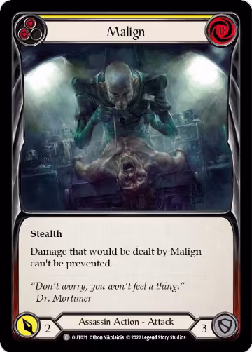 Malign (Yellow) (OUT031), Outsiders — Flesh & Blood card price