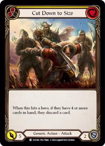 Cut Down to Size (Yellow) (OUT202), Outsiders — Flesh & Blood card price