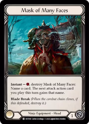 Mask of Many Faces (OUT049), Outsiders — Flesh & Blood card price