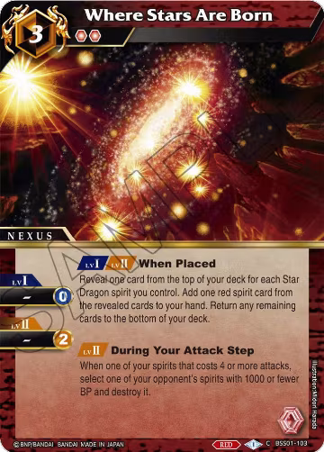 Where Stars Are Born (BSS01-103), Dawn of History — Battle Spirits card price