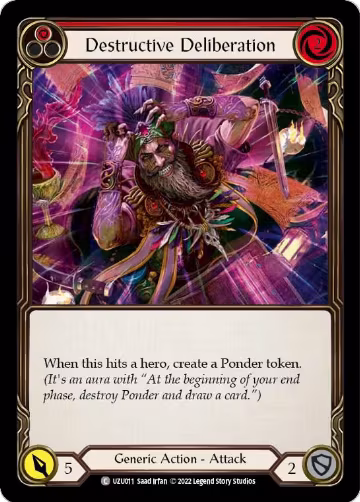 Destructive Deliberation (Red) (UZU011), Blitz Deck: Outsiders - Uzuri — Flesh & Blood card price
