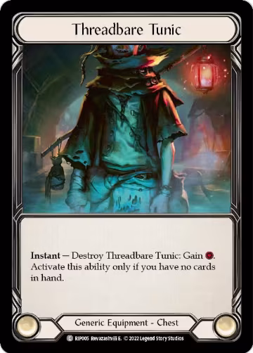 Threadbare Tunic (RIP005), Blitz Deck: Outsiders - Riptide — Flesh & Blood card price