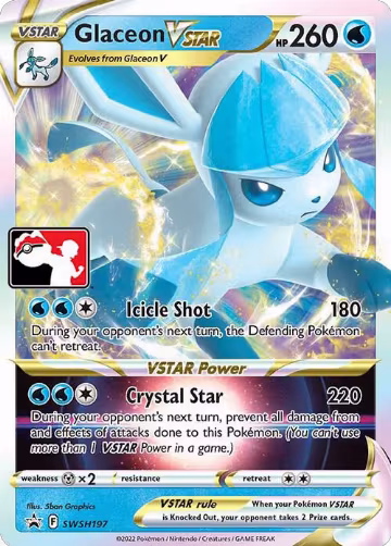 Glaceon VSTAR - SWSH197 (SWSH197), Prize Pack Series Cards — Pokémon card price