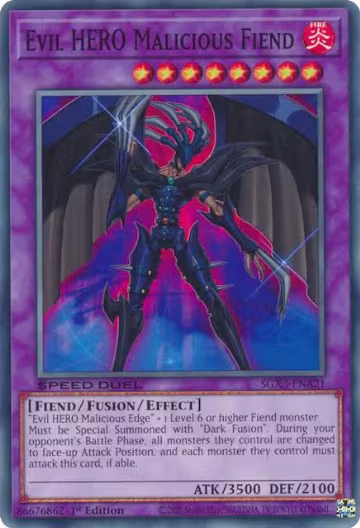 Evil HERO Malicious Fiend (SGX3-ENA21), Speed Duel GX: Duelists of Shadows — Yu-Gi-Oh! card price