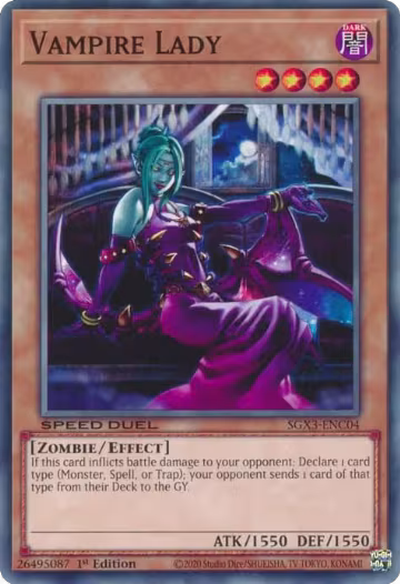Vampire Lady (SGX3-ENC04), Speed Duel GX: Duelists of Shadows — Yu-Gi-Oh! card price