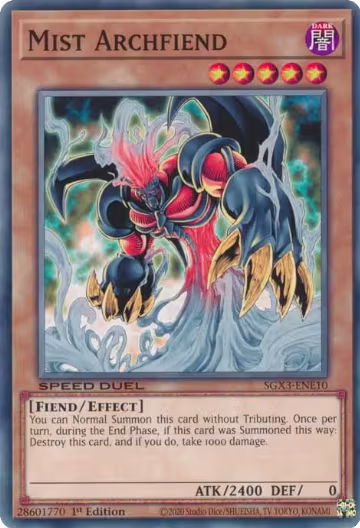 Mist Archfiend (SGX3-ENE10), Speed Duel GX: Duelists of Shadows — Yu-Gi-Oh! card price