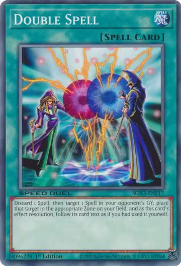 Double Spell (SGX3-ENE17), Speed Duel GX: Duelists of Shadows — Yu-Gi-Oh! card price
