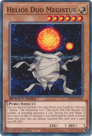 Helios Duo Megistus (SGX3-ENI22), Speed Duel GX: Duelists of Shadows — Yu-Gi-Oh! card price
