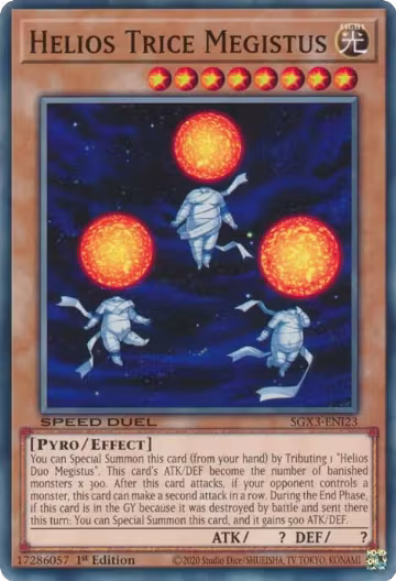 Helios Trice Megistus (SGX3-ENI23), Speed Duel GX: Duelists of Shadows — Yu-Gi-Oh! card price