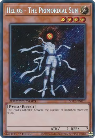 Helios - The Primordial Sun (Secret Rare) (SGX3-ENF01), Speed Duel GX: Duelists of Shadows — Yu-Gi-Oh! card price