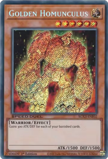Golden Homunculus (Secret Rare) (SGX3-ENF02), Speed Duel GX: Duelists of Shadows — Yu-Gi-Oh! card price