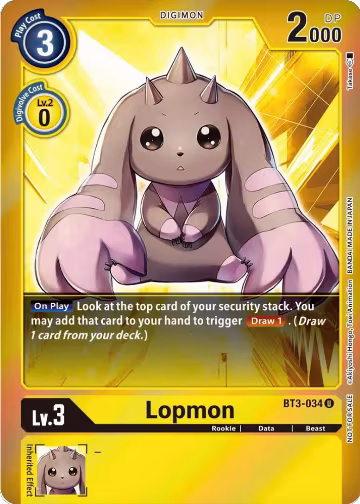 Lopmon (Event Pack 4) (BT3-034 U), Release Special Booster 1.0 — Digimon card price