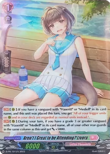 Aren't I Great to be Attending? Livora (Foil) (191) (D-PR/0191EN 2023), D Promo Cards — Vanguard card price