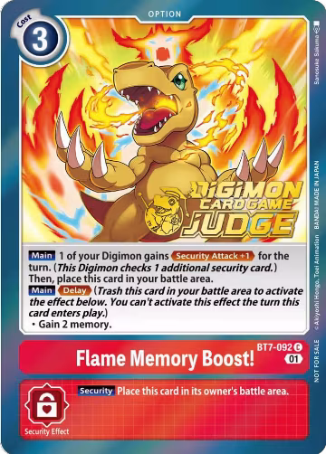 Flame Memory Boost! (Judge Pack 3) (BT7-092 C), Next Adventure — Digimon card price