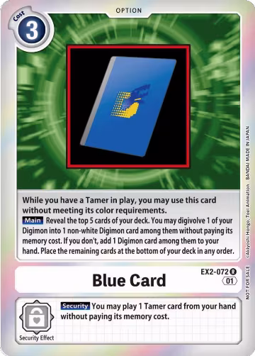 Blue Card (Event Pack 4) (EX2-072 R), Digital Hazard — Digimon card price
