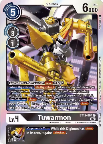 Tuwarmon (Box Topper) (BT12-064 C), Across Time — Digimon card price