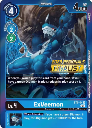 ExVeemon (2023 Regionals Finalist) (ST9-04 U), Starter Deck 09: Ultimate Ancient Dragon — Digimon card price