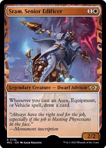 Sram, Senior Edificer (Halo Foil) (136), March of the Machine: Multiverse Legends — Magic card price