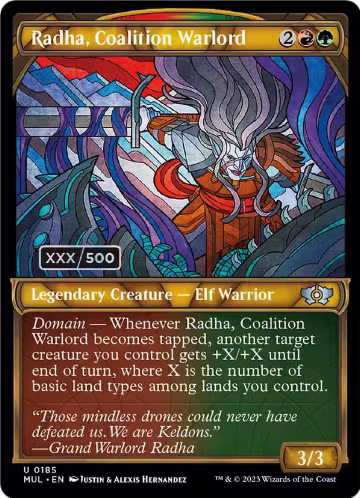 Radha, Coalition Warlord (Serial Numbered) (185), March of the Machine: Multiverse Legends — Magic card price