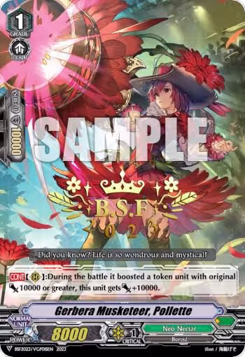 Gerbera Musketeer, Pollette (BCS Hot-Stamp) (BSF2023/VGP01), Bushiroad Event Cards — Vanguard card price