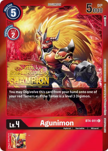 Agunimon - BT4-011 (2023 Regionals Champion) (BT4-011 U), Great Legend — Digimon card price