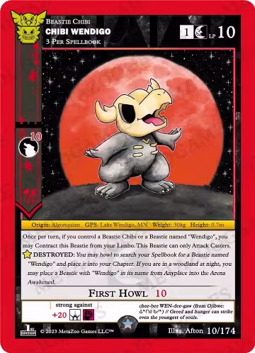 Chibi Wendigo (10/174), Native: First Edition — MetaZoo card price