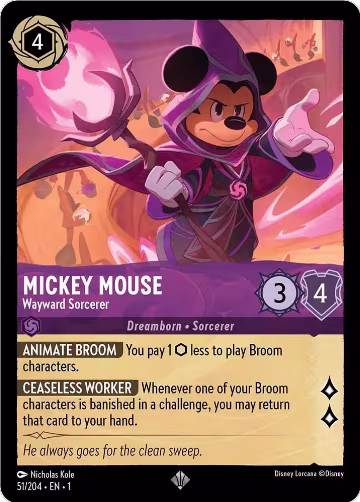 Mickey Mouse - Wayward Sorcerer (51/204), The First Chapter — Lorcana card price