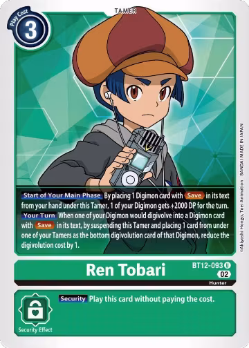 Ren Tobari (BT12-093 U), Across Time — Digimon card price