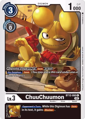 ChuuChuumon (BT12-060 C), Across Time — Digimon card price