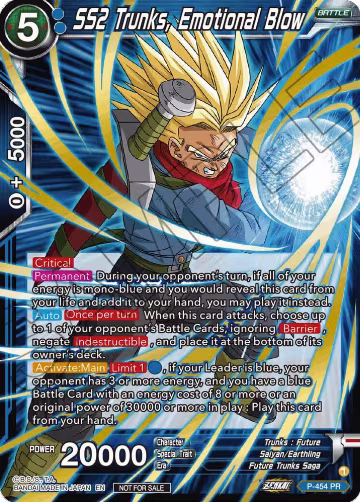 SS2 Trunks, Emotional Blow (Championship Selection Pack 2023 Vol.1) (Gold Stamped with Reflective Shatterfoil) (P-454), Tournament Promotion Cards — DB Super card price