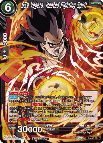 SS4 Vegeta, Heated Fighting Spirit (Championship Selection Pack 2023 Vol.1) (Gold Stamped with Reflective Shatterfoil) (P-457), Tournament Promotion Cards — DB Super card price