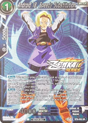 Android 18, Speedy Substitution (Event Pack 11) (BT8-033), Tournament Promotion Cards — DB Super card price