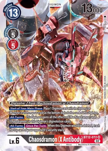 Chaosdramon (X Antibody) (BT12-072 SR), Across Time — Digimon card price