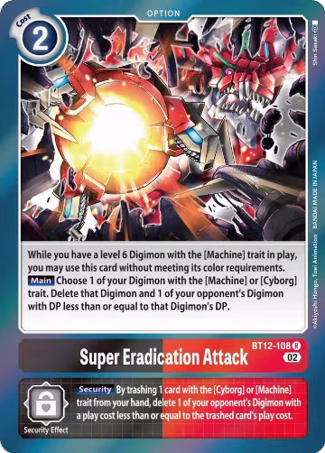 Super Eradication Attack (BT12-108 R), Across Time — Digimon card price