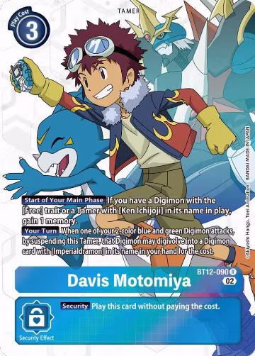 Davis Motomiya (Alternate Art) (BT12-090 R), Across Time — Digimon card price