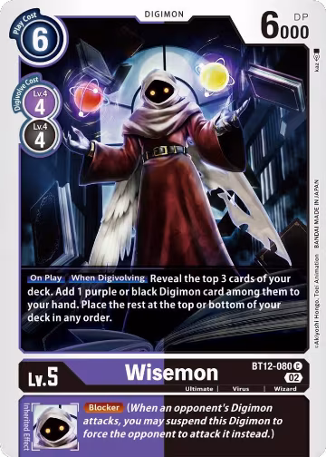 Wisemon (BT12-080 C), Across Time — Digimon card price
