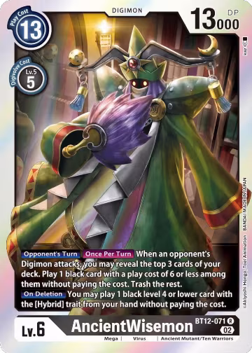 AncientWisemon (BT12-071 R), Across Time — Digimon card price