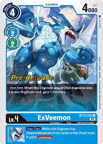 ExVeemon (BT12-022 U), Across Time Pre-Release Cards — Digimon card price