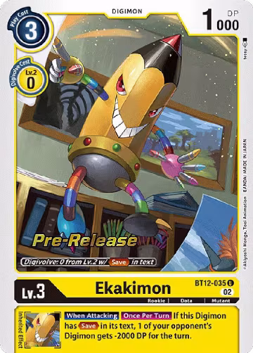 Ekakimon (BT12-035 U), Across Time Pre-Release Cards — Digimon card price