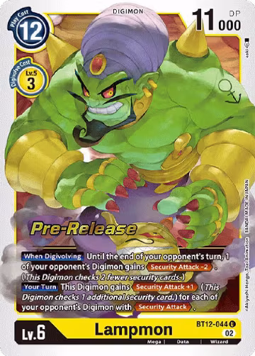 Lampmon (BT12-044 U), Across Time Pre-Release Cards — Digimon card price