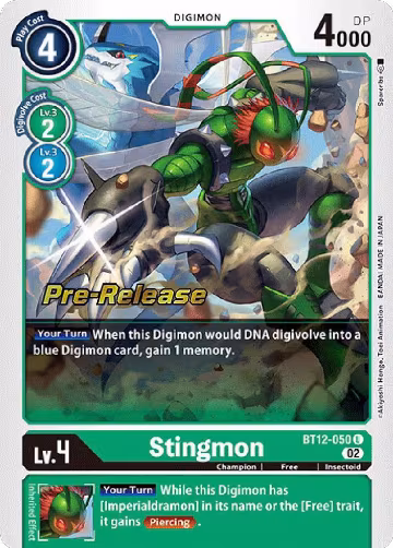 Stingmon (BT12-050 U), Across Time Pre-Release Cards — Digimon card price
