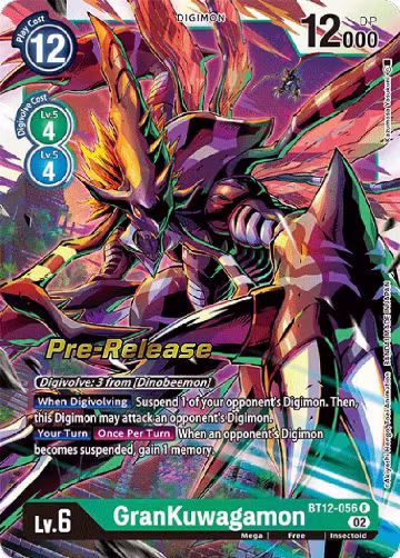 GranKuwagamon (BT12-056 R), Across Time Pre-Release Cards — Digimon card price