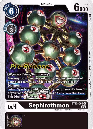 Sephirothmon (BT12-065 U), Across Time Pre-Release Cards — Digimon card price