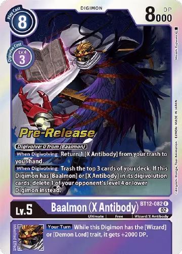 Baalmon (X Antibody) (BT12-082 R), Across Time Pre-Release Cards — Digimon card price