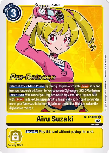 Airu Suzaki (BT12-091 U), Across Time Pre-Release Cards — Digimon card price