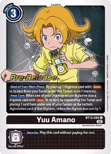 Yuu Amano (BT12-094 U), Across Time Pre-Release Cards — Digimon card price