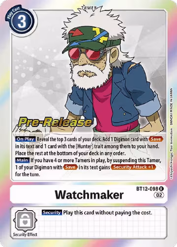 Watchmaker (BT12-098 R), Across Time Pre-Release Cards — Digimon card price